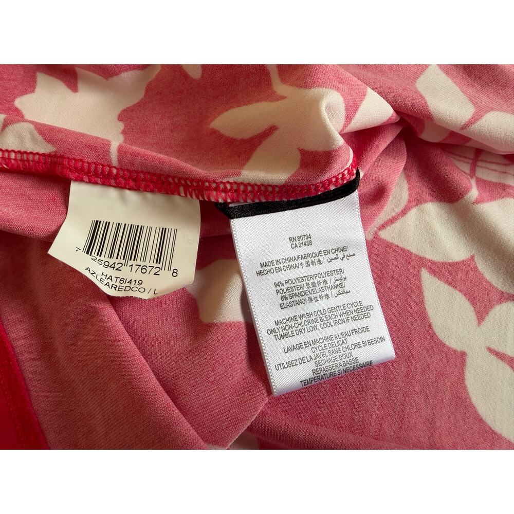 New BCBGMaxazria Women's Red White Floral Pleate Bodice Maxi Halter Dress Size L - Picture 12 of 12